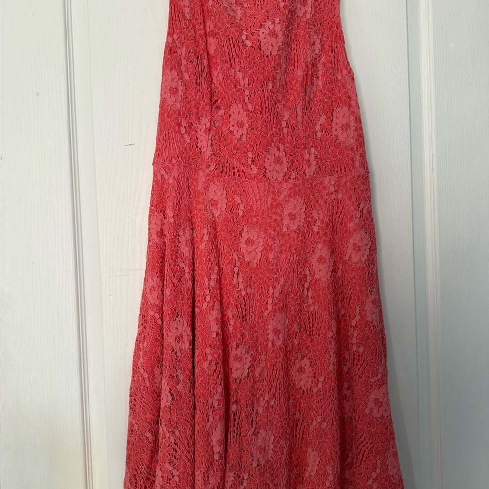 Elegant Coral Lace Dress